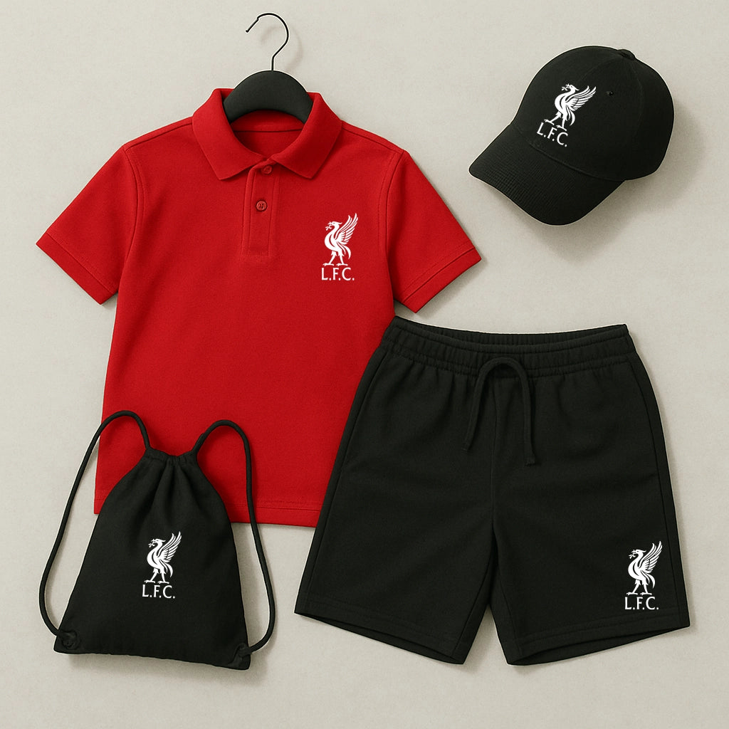 Комплект Поло Teниска, Къси Панталонки и Шапка Liverpool #401