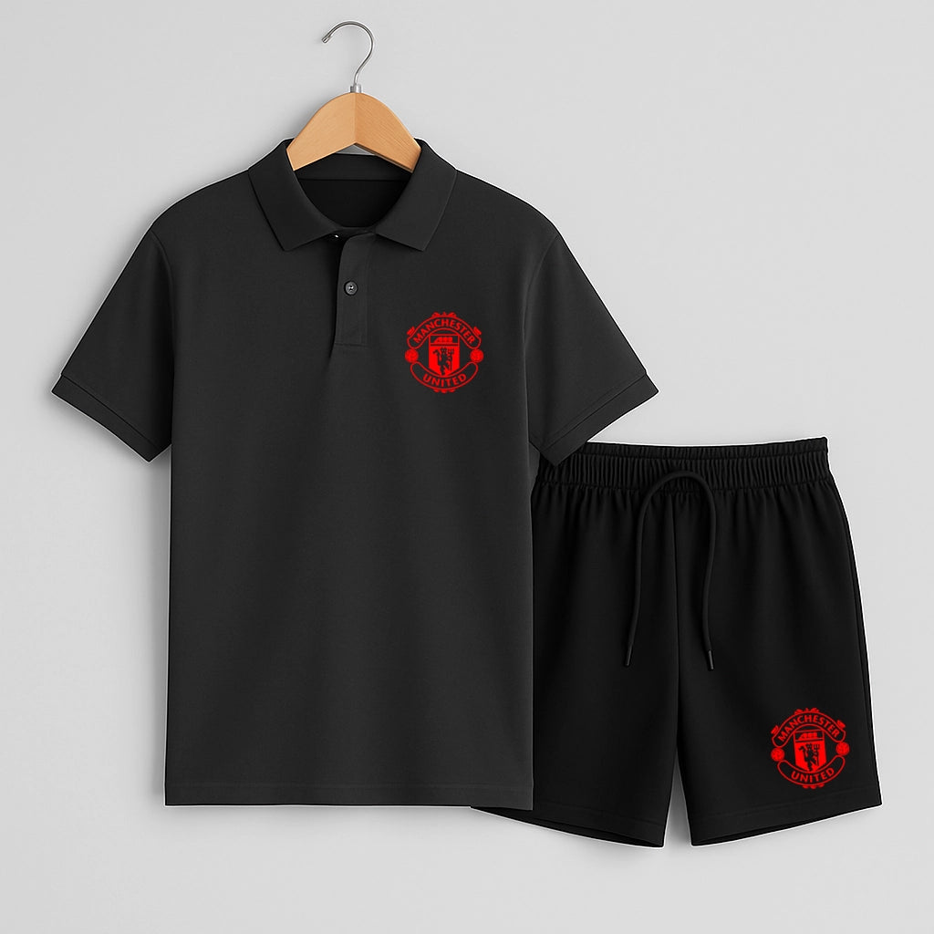 Комплект Поло Тениска и Къси Панталонки Manchester United #551