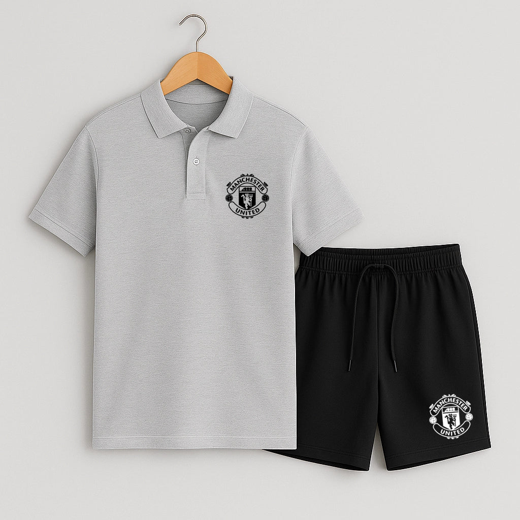 Комплект Поло Тениска и Къси Панталонки Manchester United #551