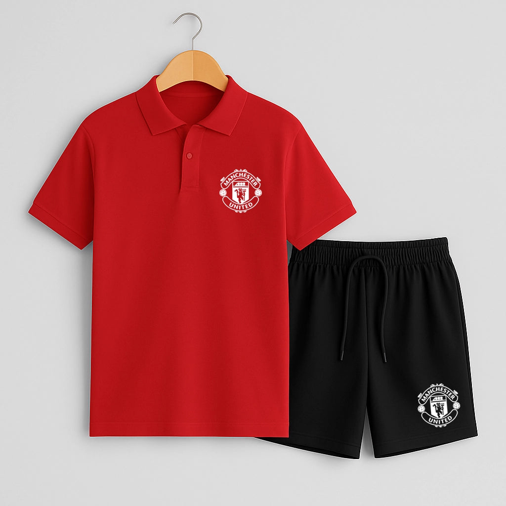 Комплект Поло Тениска и Къси Панталонки Manchester United #551
