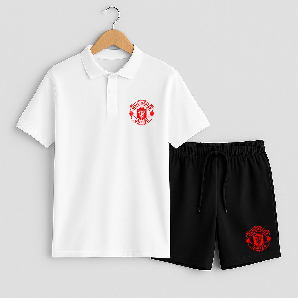 Комплект Поло Тениска и Къси Панталонки Manchester United #551